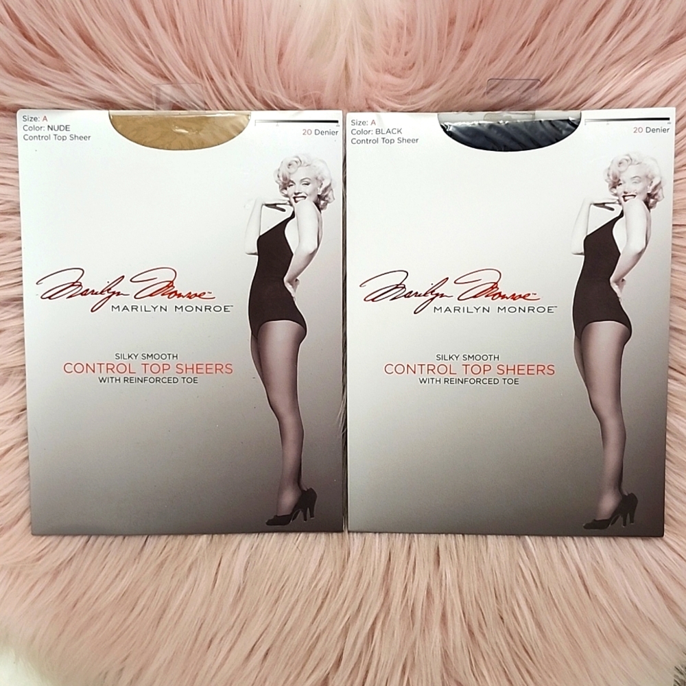 Brand New MARILYN MONROE CONTROL TOP SHEER PANTYHOSE-2CT